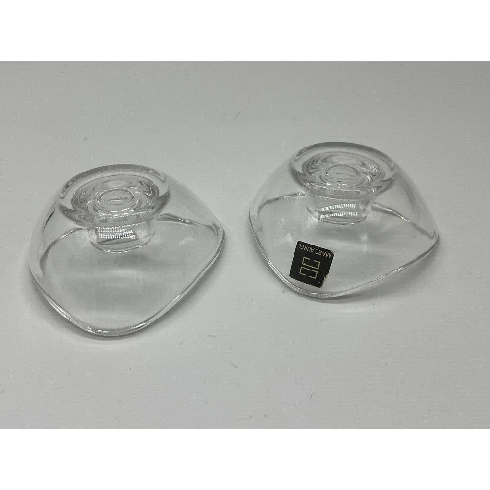 Marc Aurel Lead Crystal Candle Holders Set Of 2 Clear Germany Decor